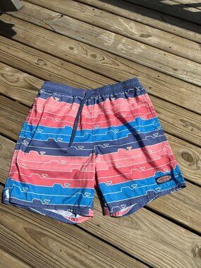 Vineyard Vines WHALE MENS Swim Trunks L Preppy Coastal Y2K Whale Beach 3276